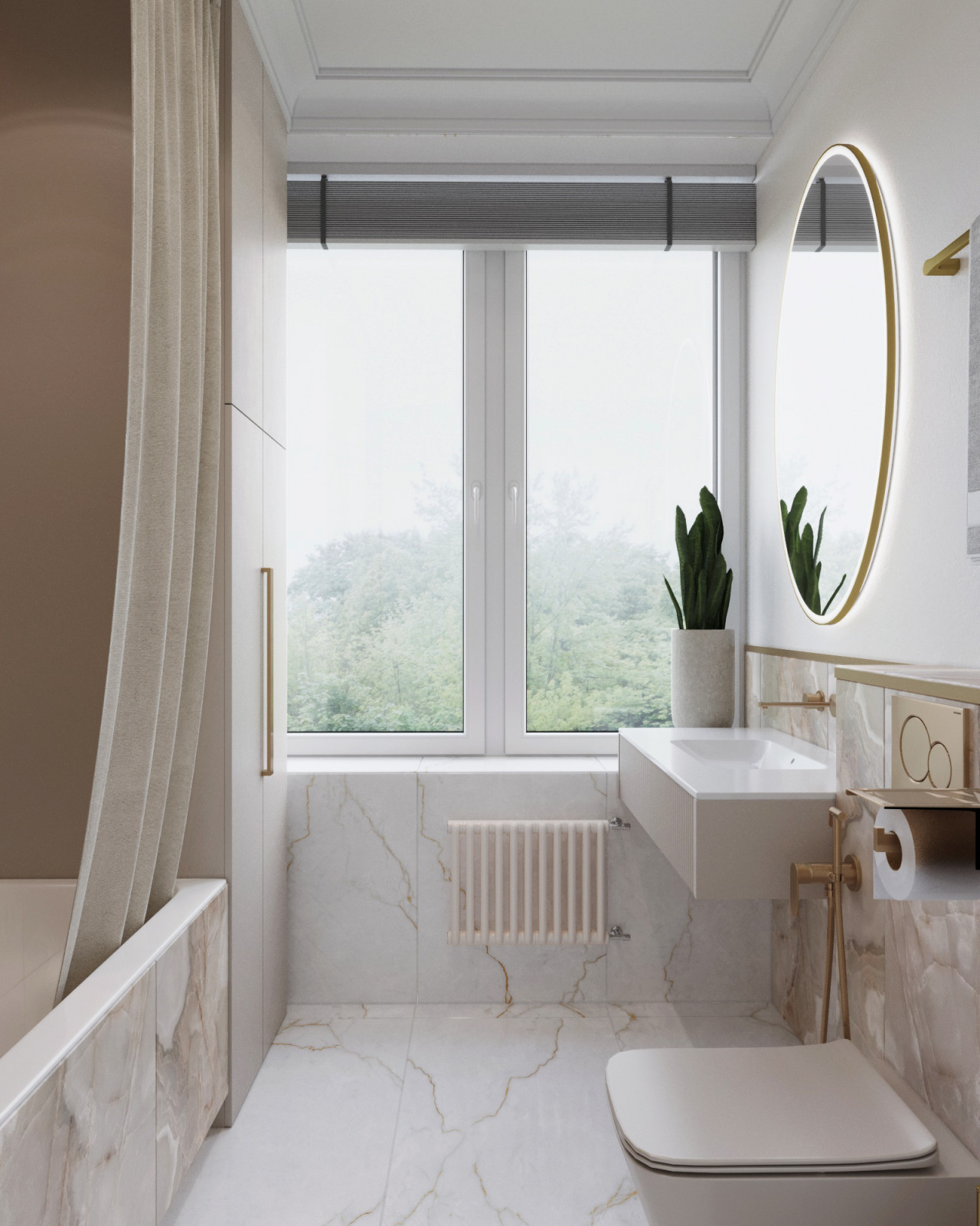 Ванная с окном в проекте квартиры