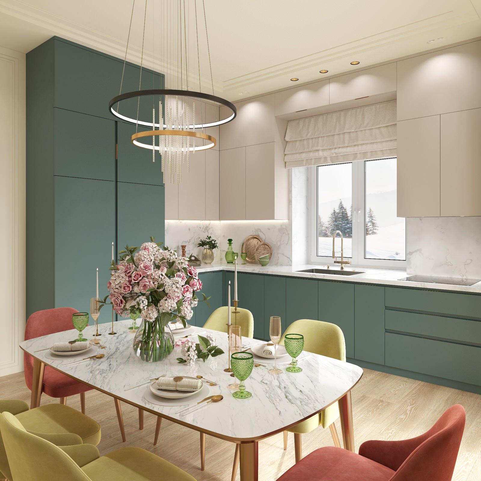 Дизайн Проект интерьера кухни в загородном доме