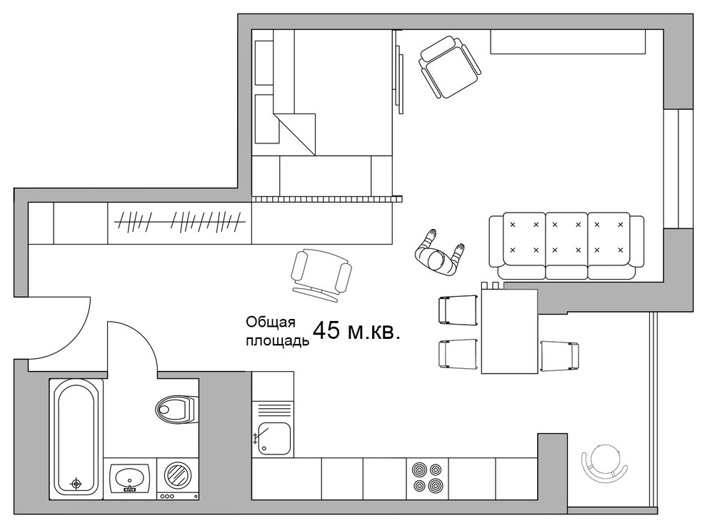 Уютная квартира-студия для молодой пары.