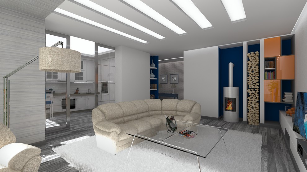 Обложка проекта: Пространство с камином.