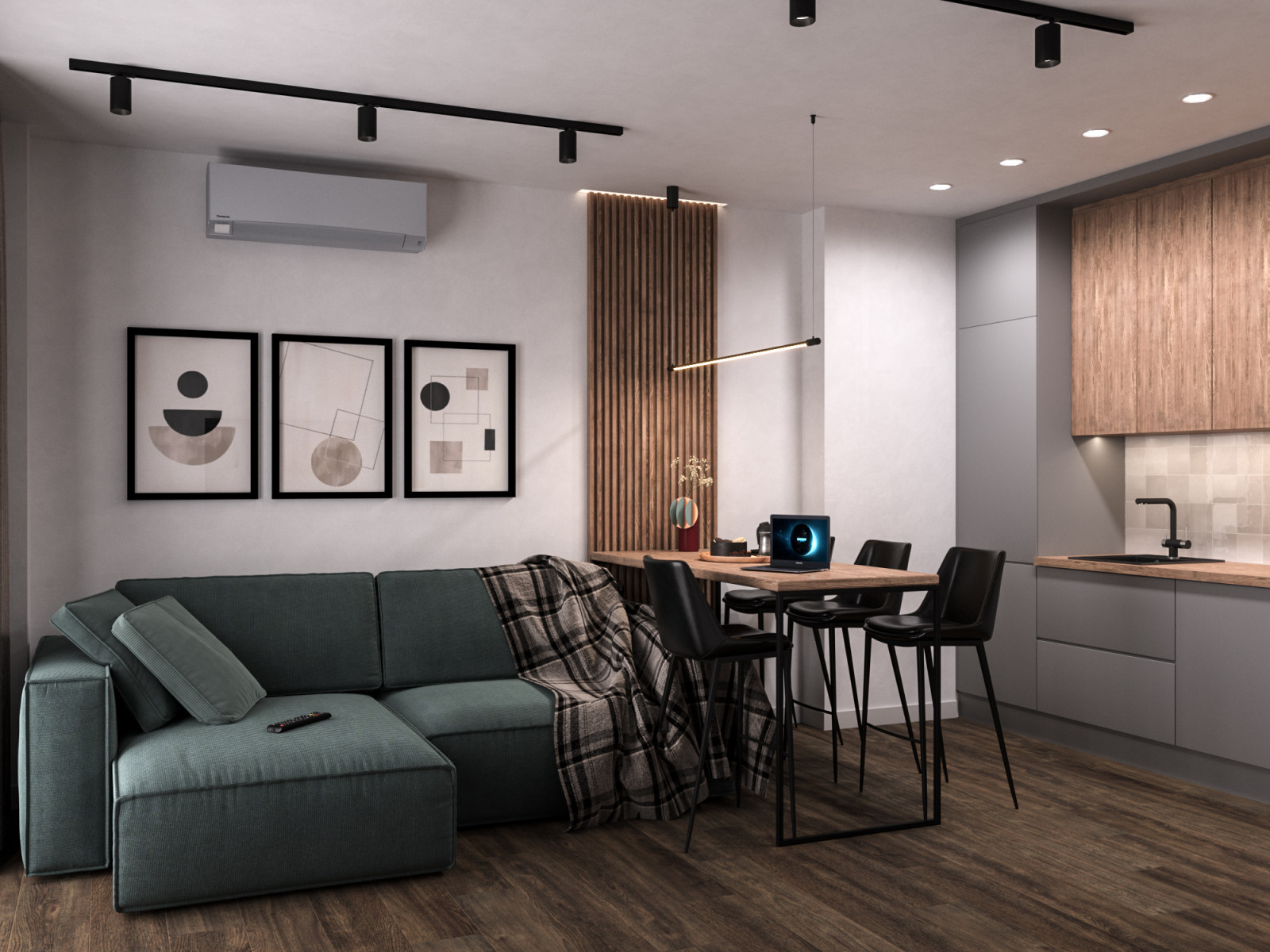 Обложка проекта: Дизайн интерьера кухня-гостиная