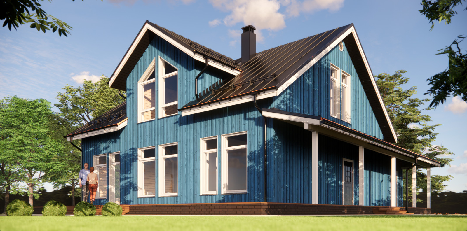 Фасад в сине-белой гамме