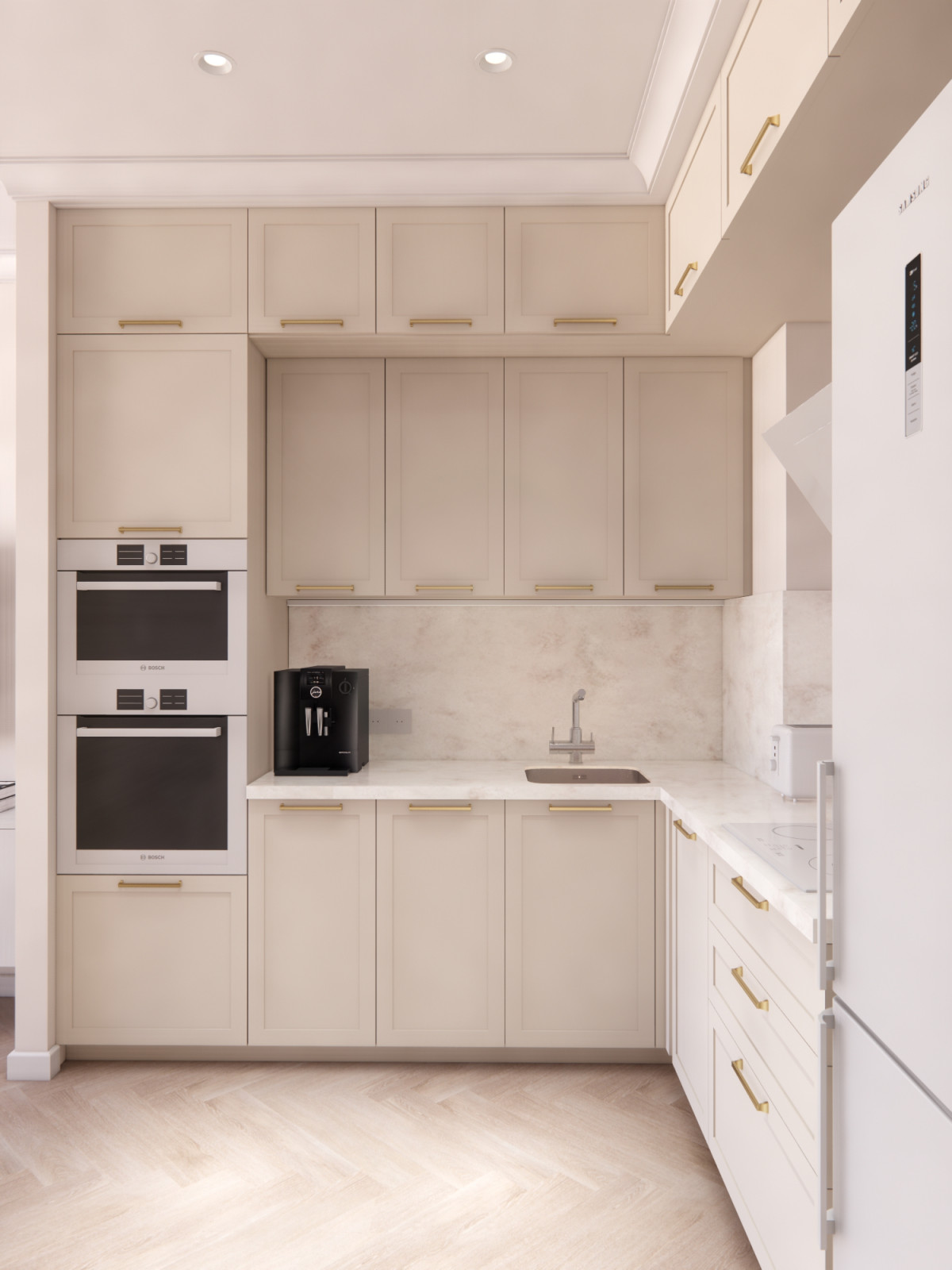 Угловая кухня до потолка