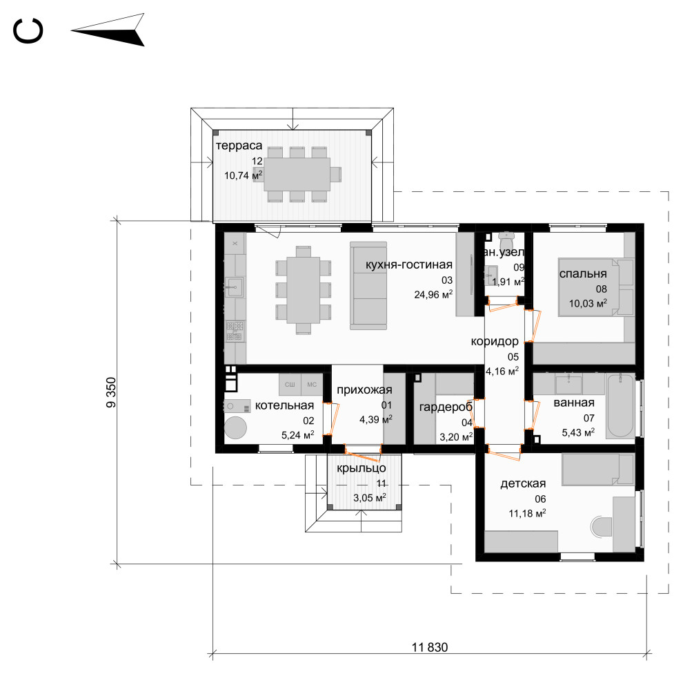 Каркасный дом 70м2