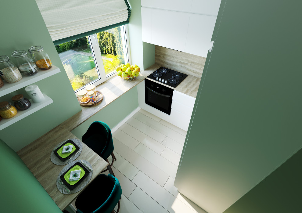 Маленькая,но практичная кухня с барной стойкой