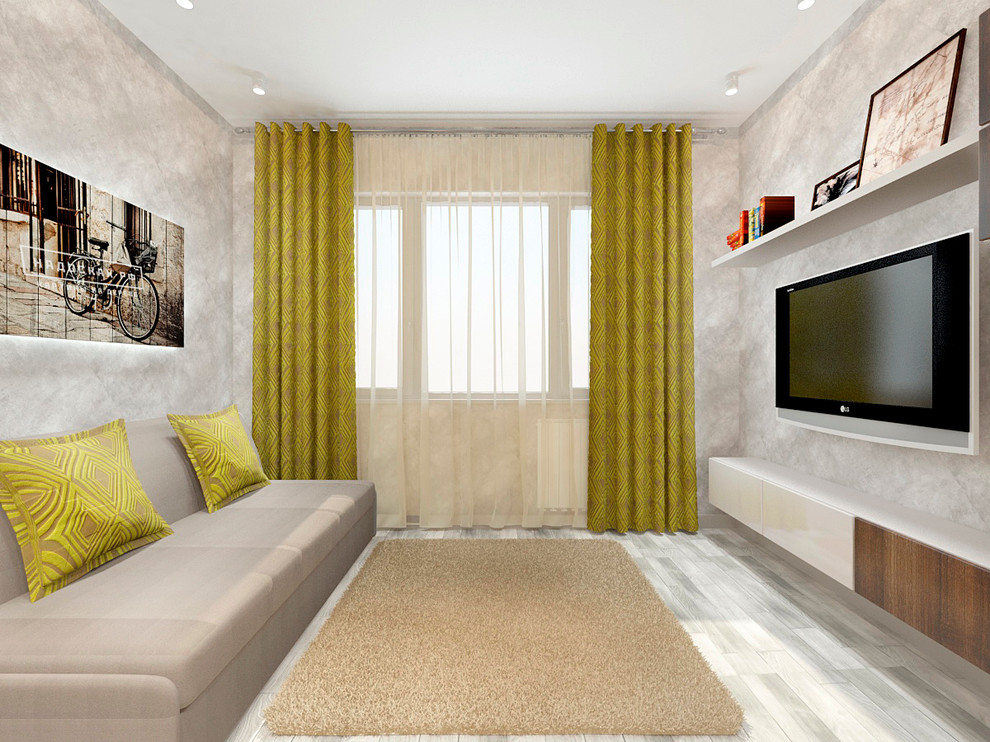 Кухня-гостиная с ярким акцентом