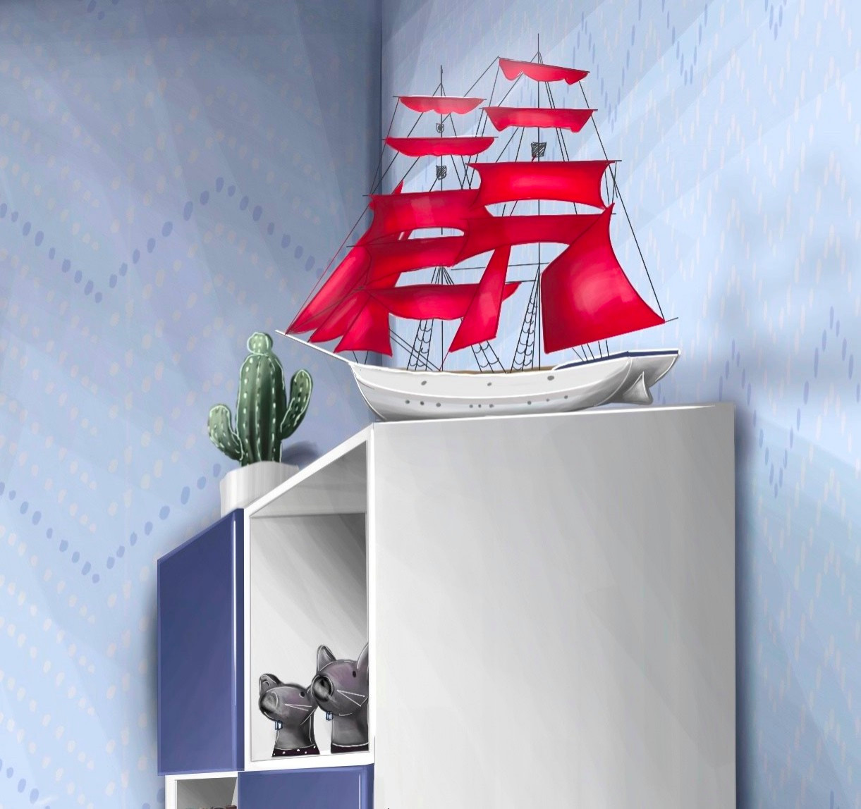 Детская для школьника с видом на питерские крыши.