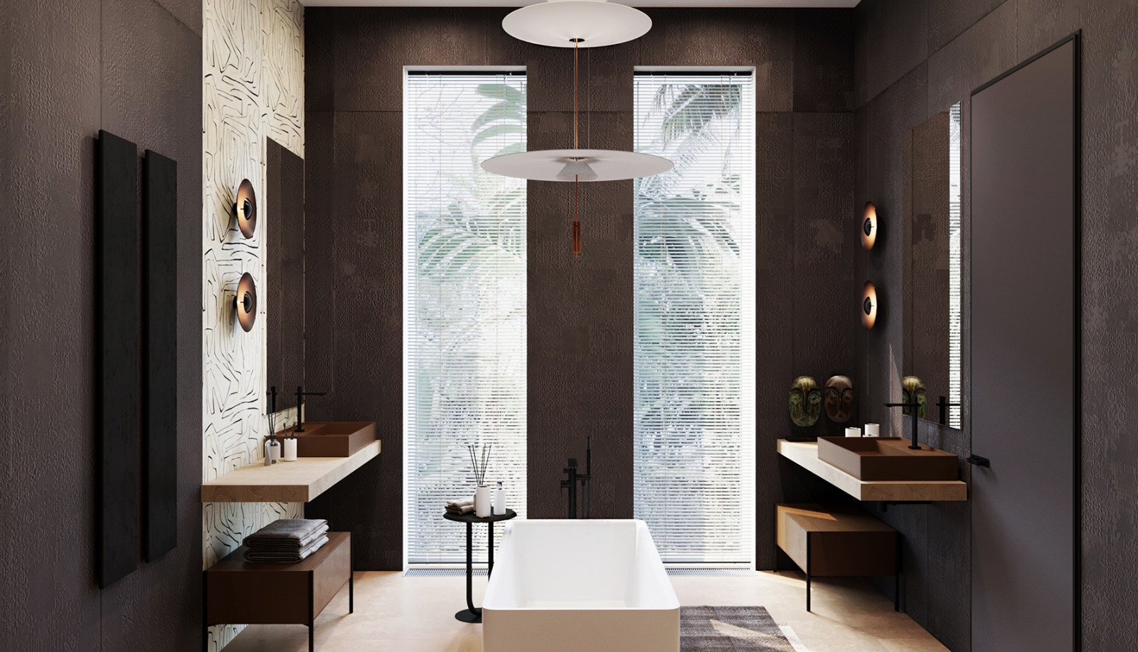 Дизайн ванной комнаты в загородном доме во Владимирской области