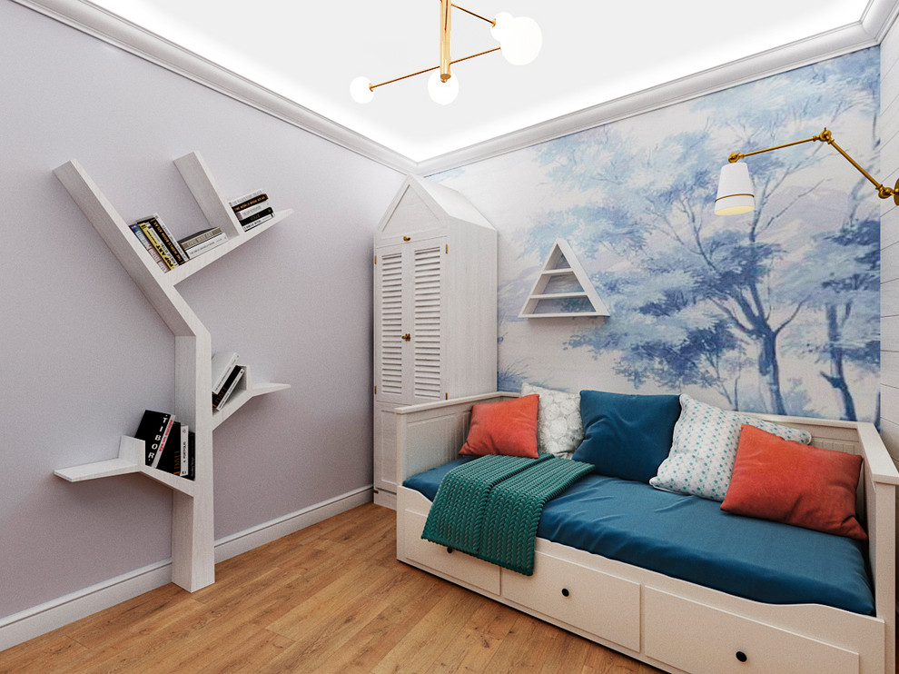 Проект интерьера детской комнаты для мальчика и девочки.