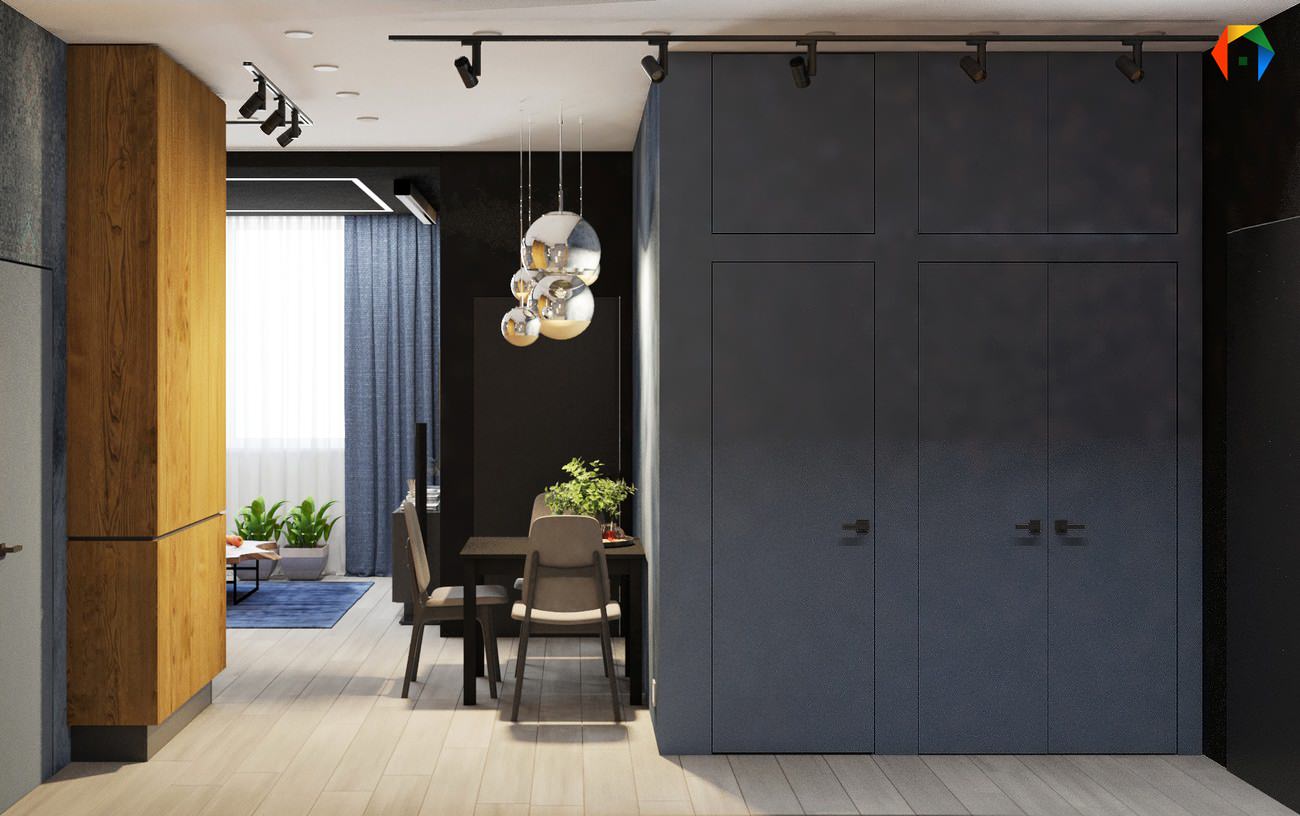 Волоколамское шоссе. Дизайн квартиры с объединенными кухней и гостиной