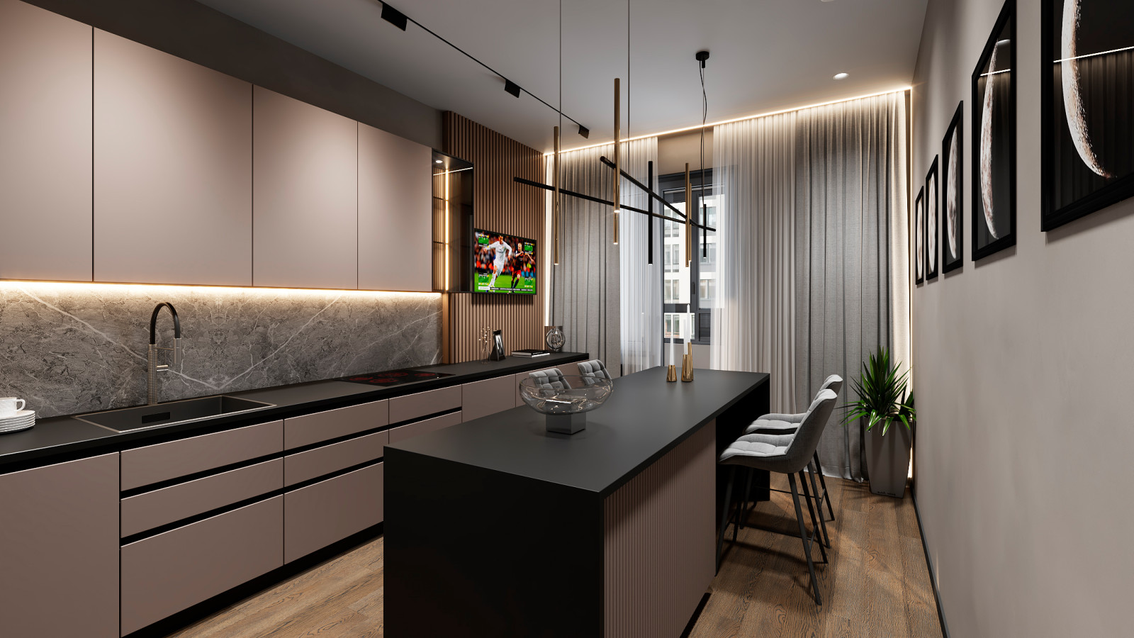 Обложка проекта: ЖК Familia. Апартаменты в темных тонах