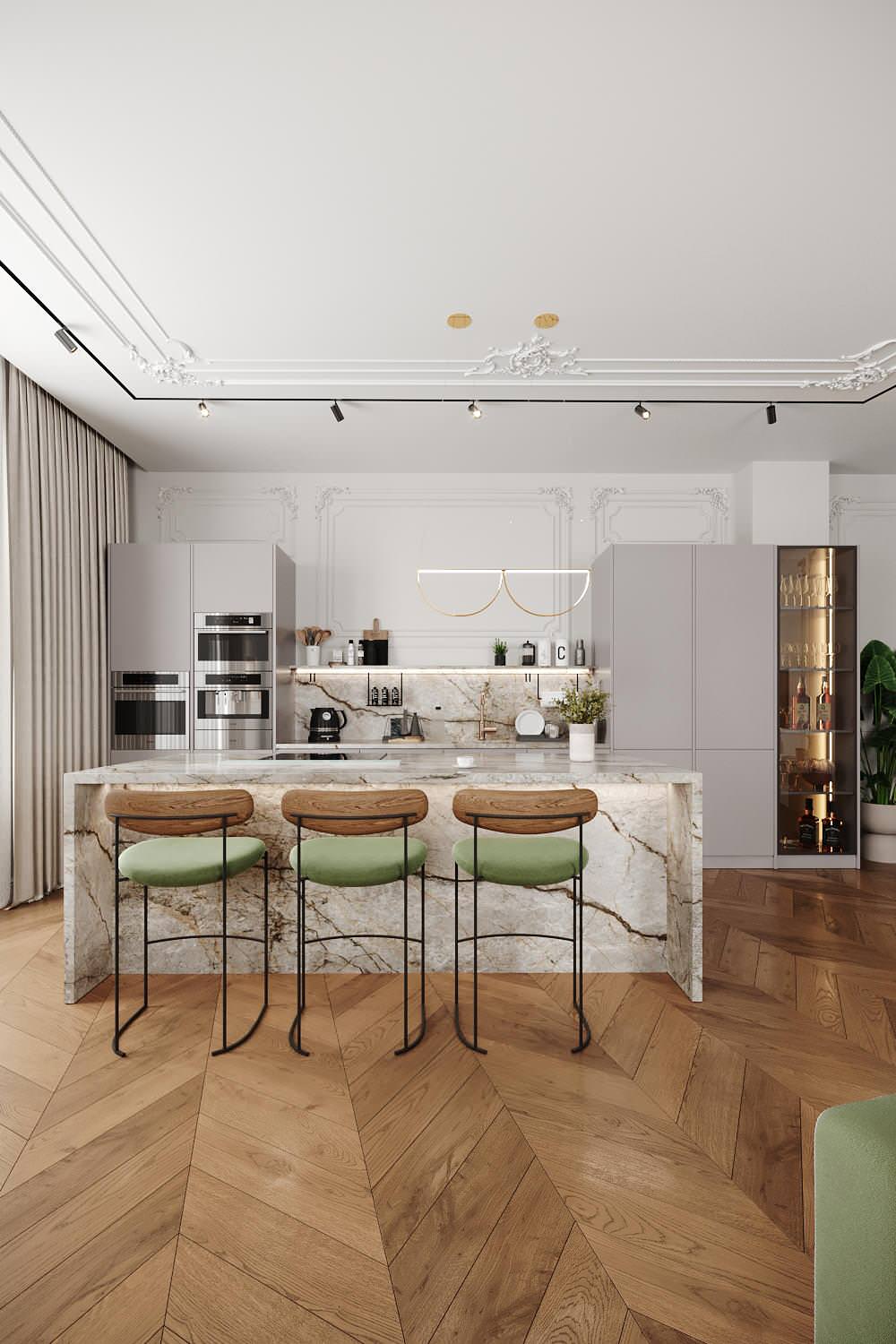 Светлый интерьер в стиле современная классика в ЖК Neva Haus - 177 кв. метров
