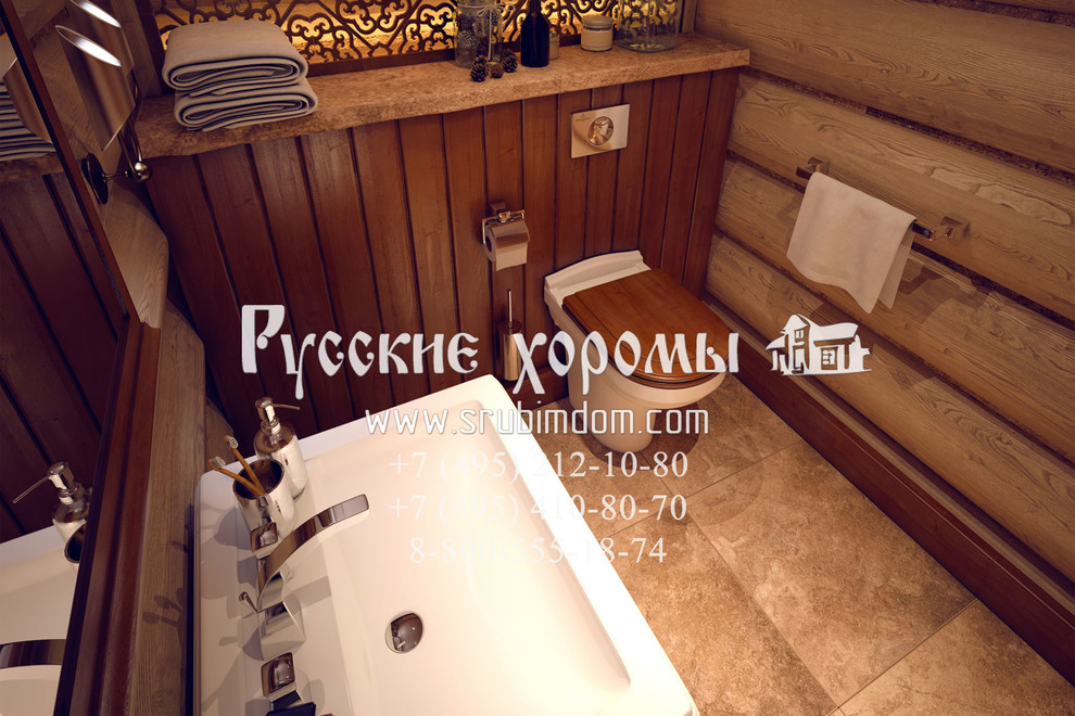 Интерьер санузла в деревянном доме