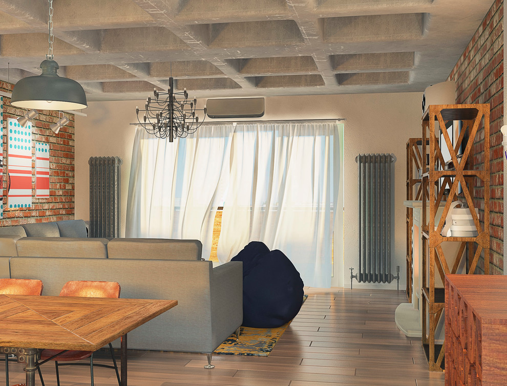 Интерьер трёхкомнатной квартиры. Лофт.