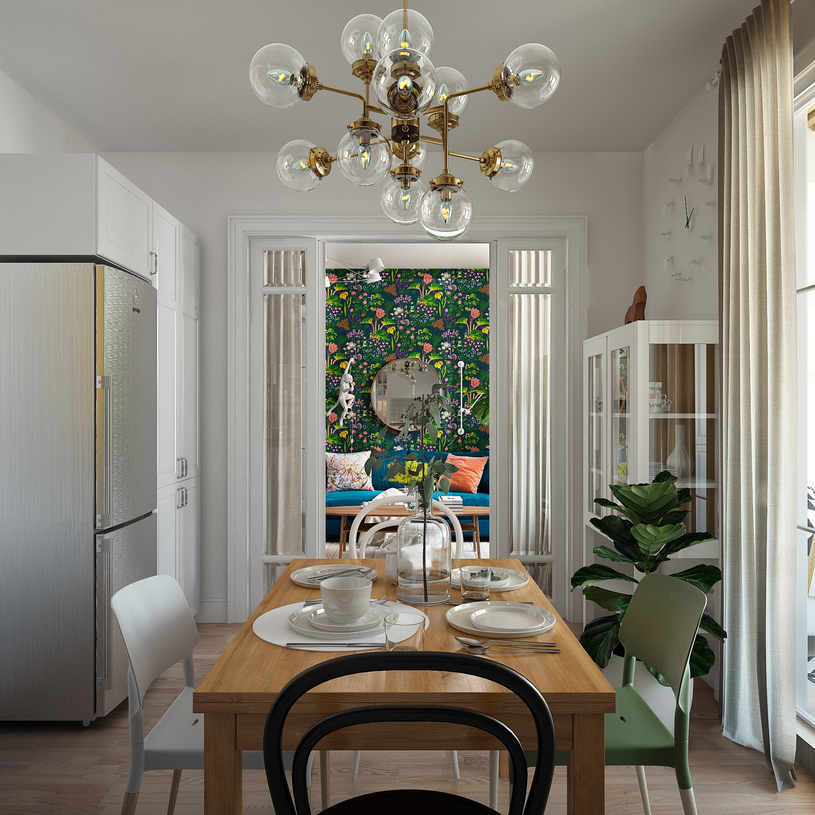 Кухня, вид на гостиную