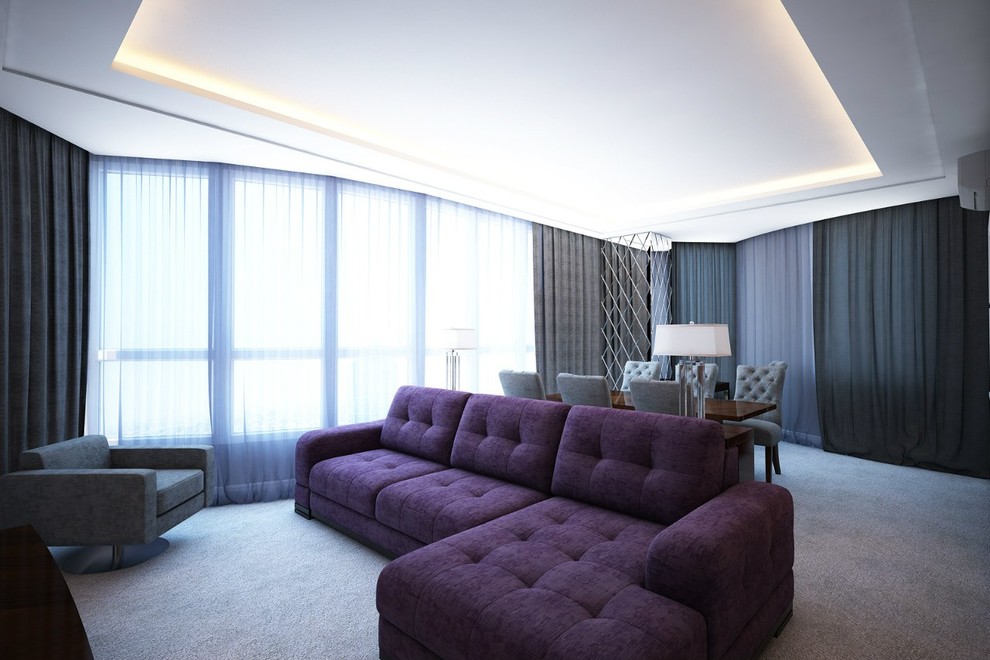 Гостиная совмещенная с кухней и столовой