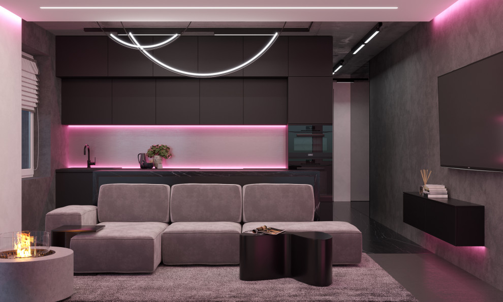 Квартира для молодого человека с разными вариантами освещения