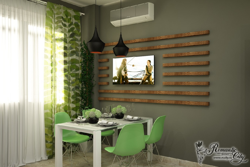 Дизайн однокомнатной квартиры для молодого человека в современном стиле (г.Красн