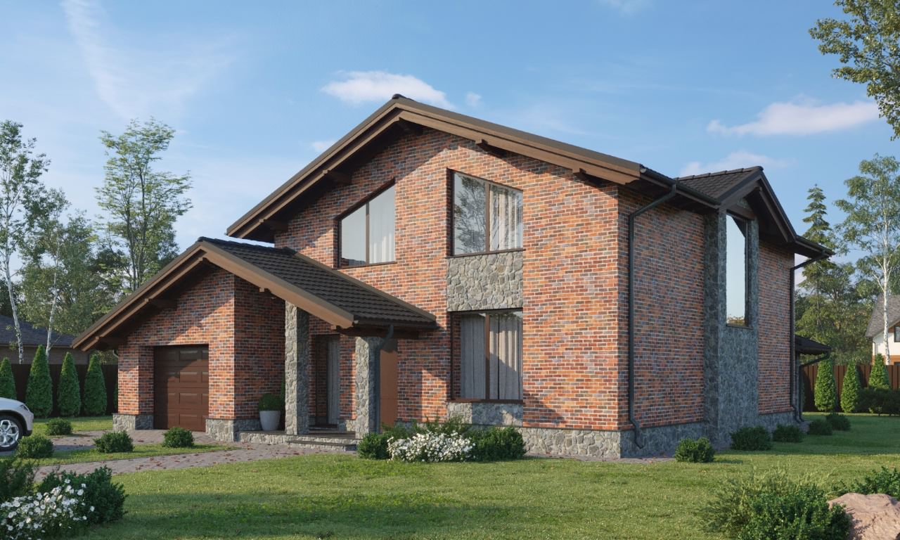 Шале с фасадами из кирпича