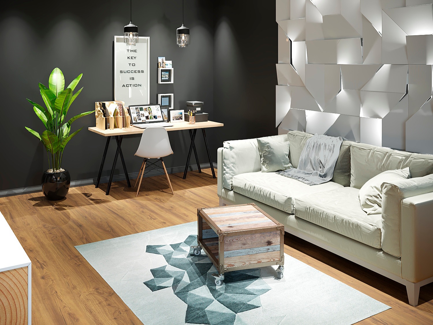 Визуализация кухни-гостиной