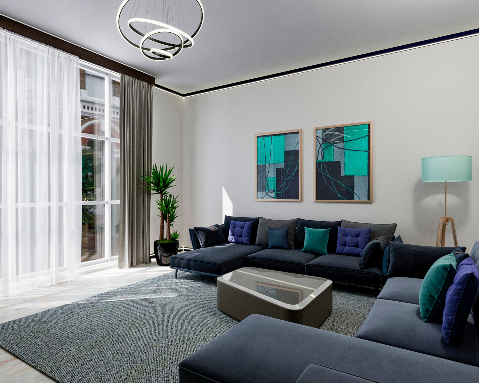 Обложка проекта: Визуализация мягкой зоны гостиной