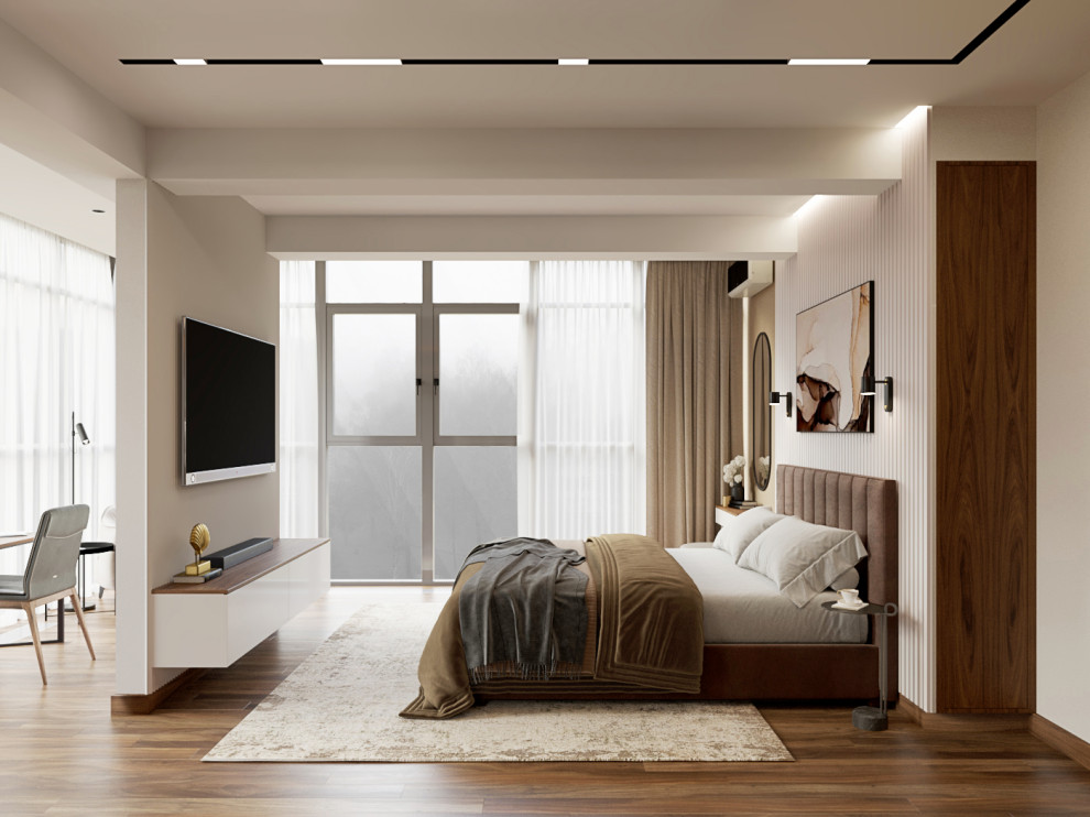 Современная городская квартира с панорамным остеклением в стиле ар-деко