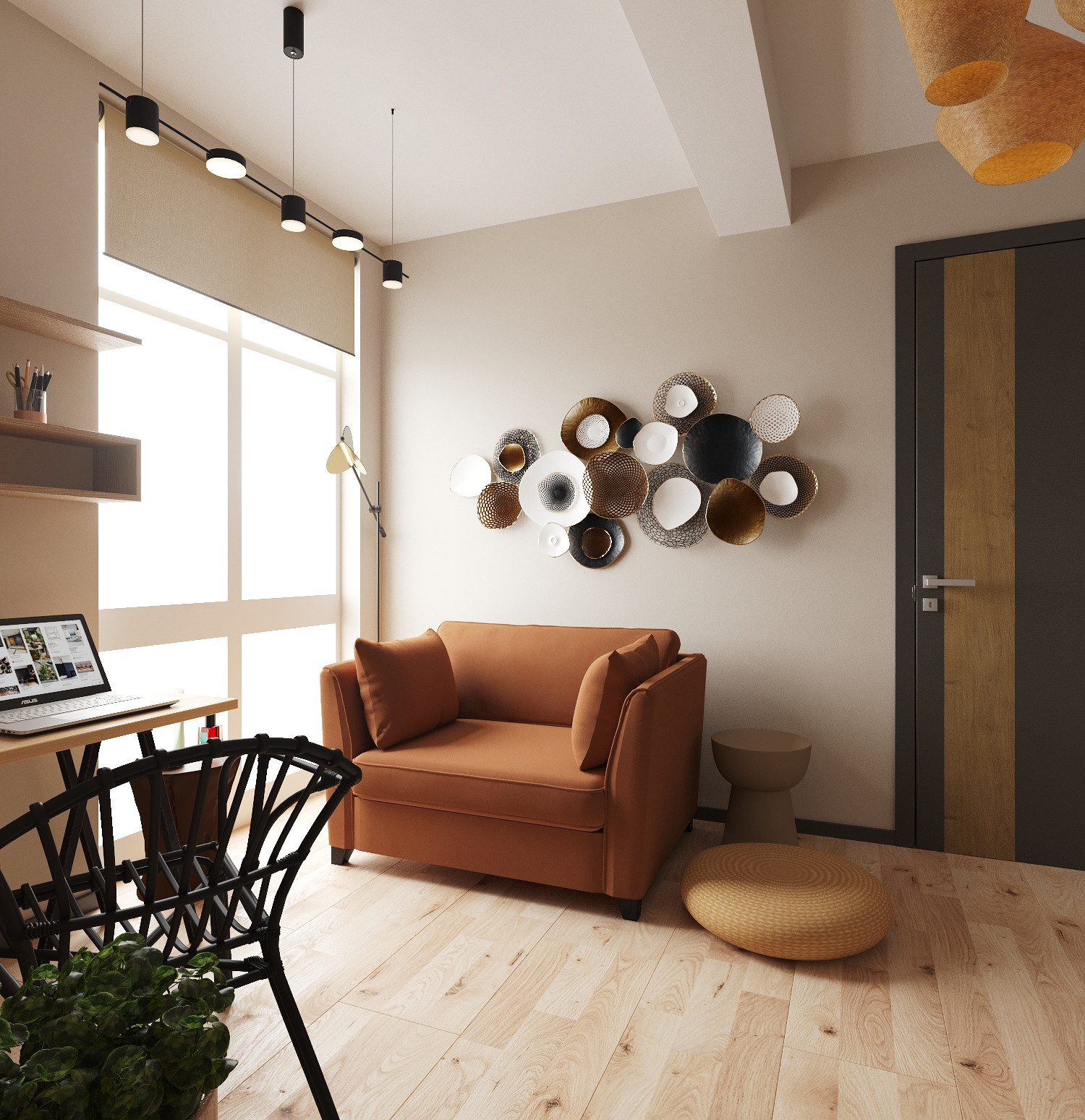 Бохо для девушки с детьми, 105 м2