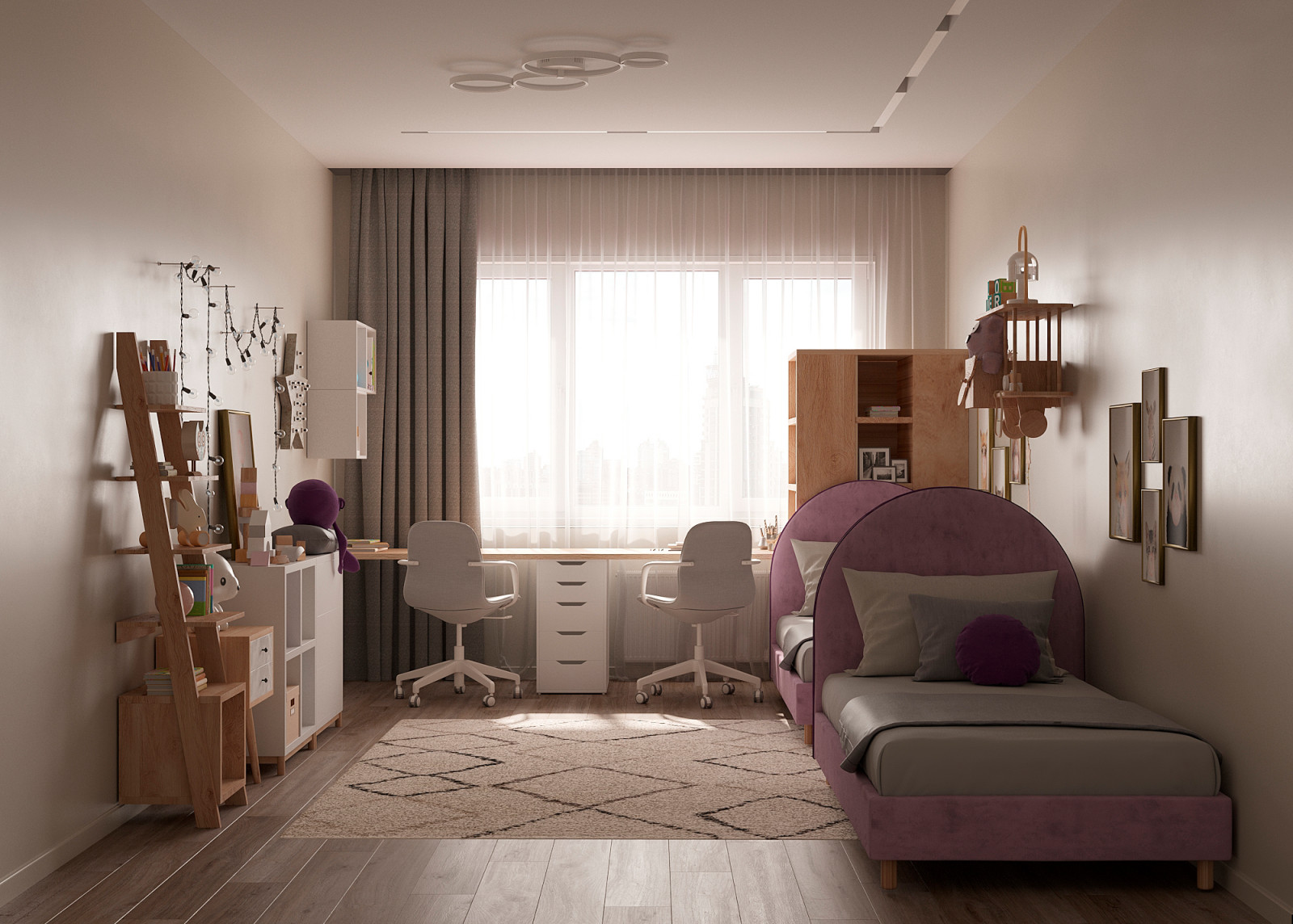 Обложка проекта: Детская для двух девочек (ЖК Familia)