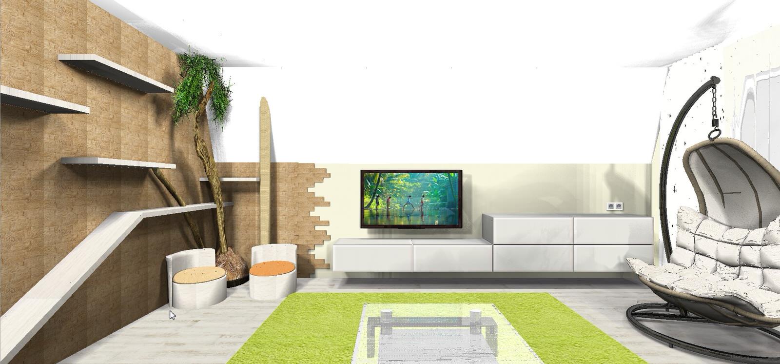 Коттедж. Холл с выходом на лестницу.