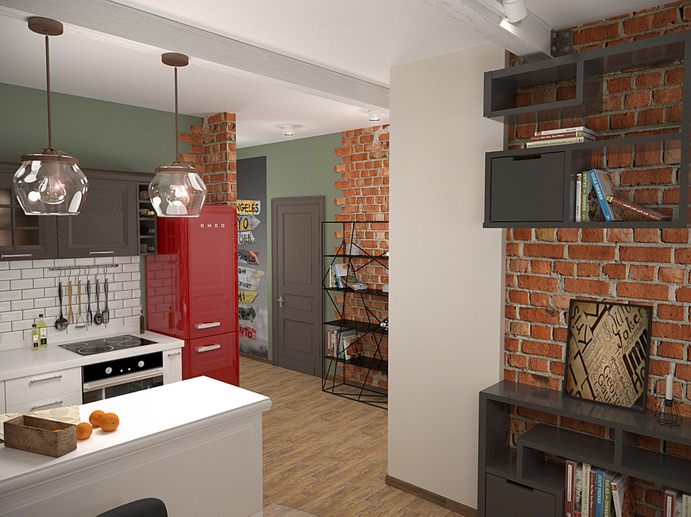 Квартира в стиле домашний лофт для семьи. Коммунарка, Московская обл.