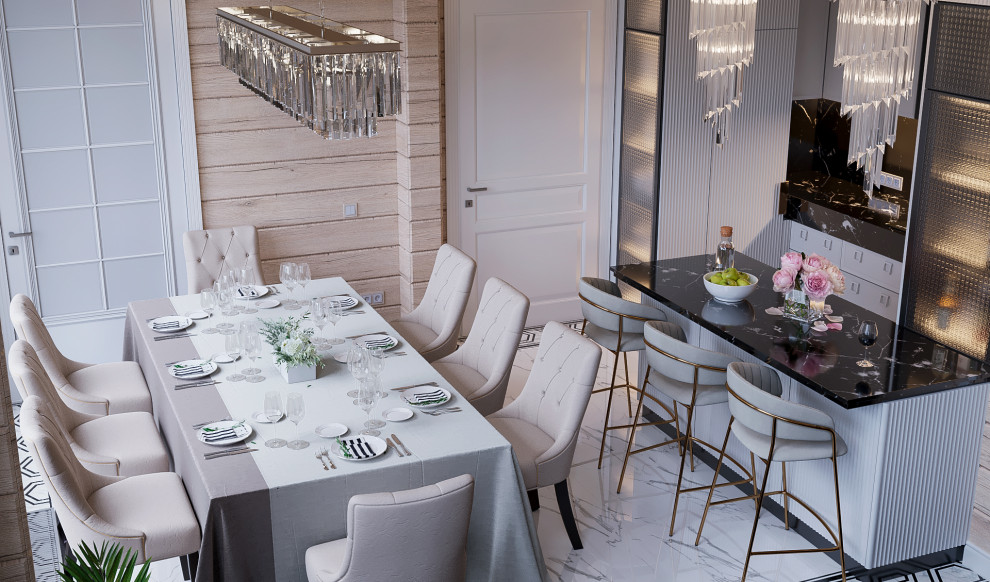 Гостиная-кухня в загородном доме