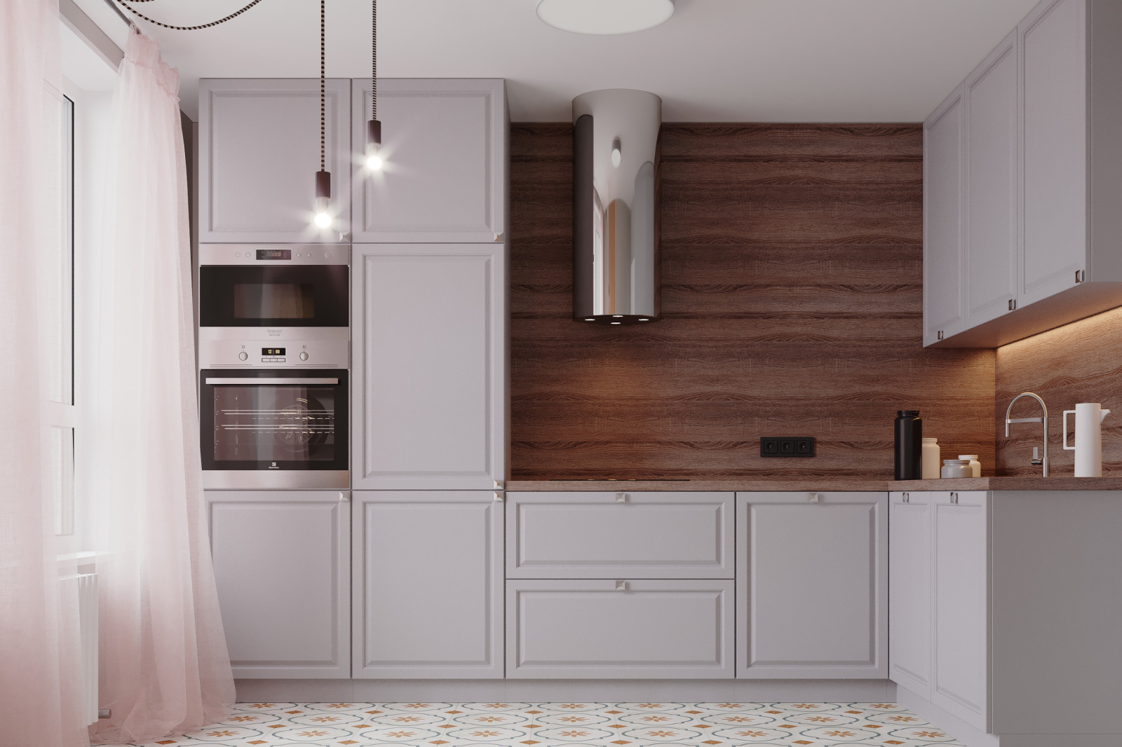 3D визуализация двухкомнатной квартиры в скандинавском стиле