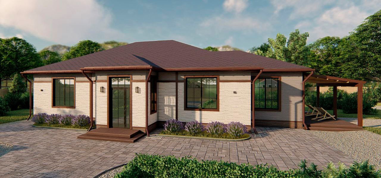 Дизайн экстерьера 1-этажного дома