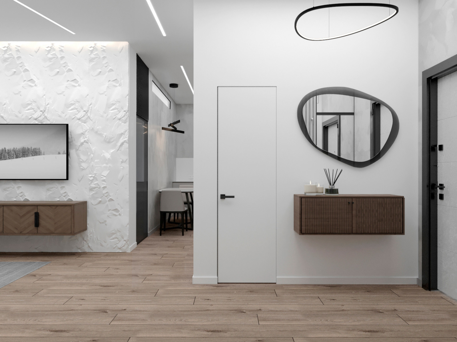 "Расправив крылья". Дизайн 3х - комнатной квартиры в стиле минимализм.