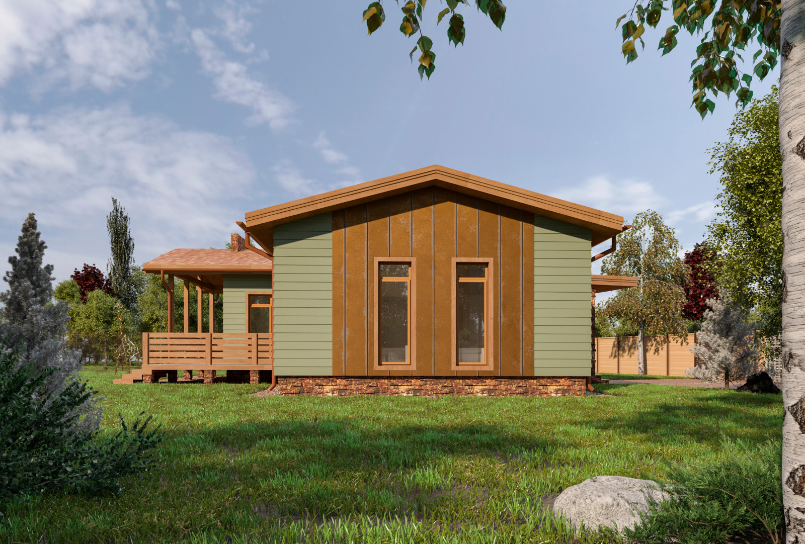 Эскизный проект. Одноэтажный дачный дом. Тульская область. 2020 г.