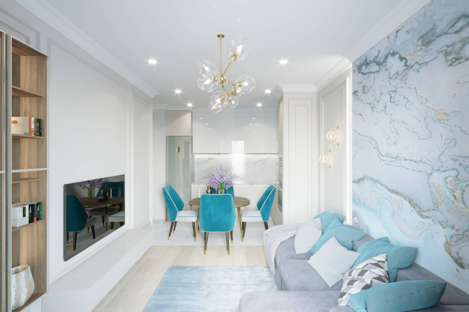 Дизайн и ремонт квартиры в ЖК «Грин Парк» — Бирюзовое настроение