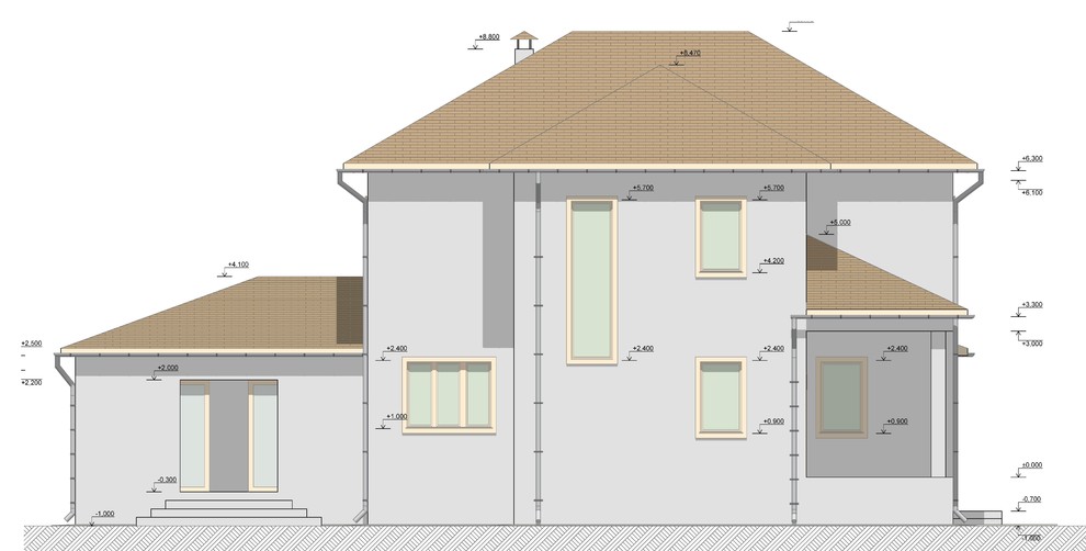 Архитектурное решение 2-х этажного коттеджа площадью 245м2