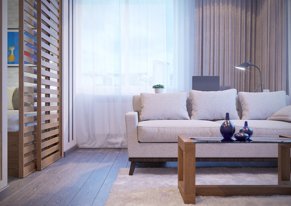 Дизайн проект комнаты 21кв/м с зоной спальни, рабочей, тв зоной и маленький угол