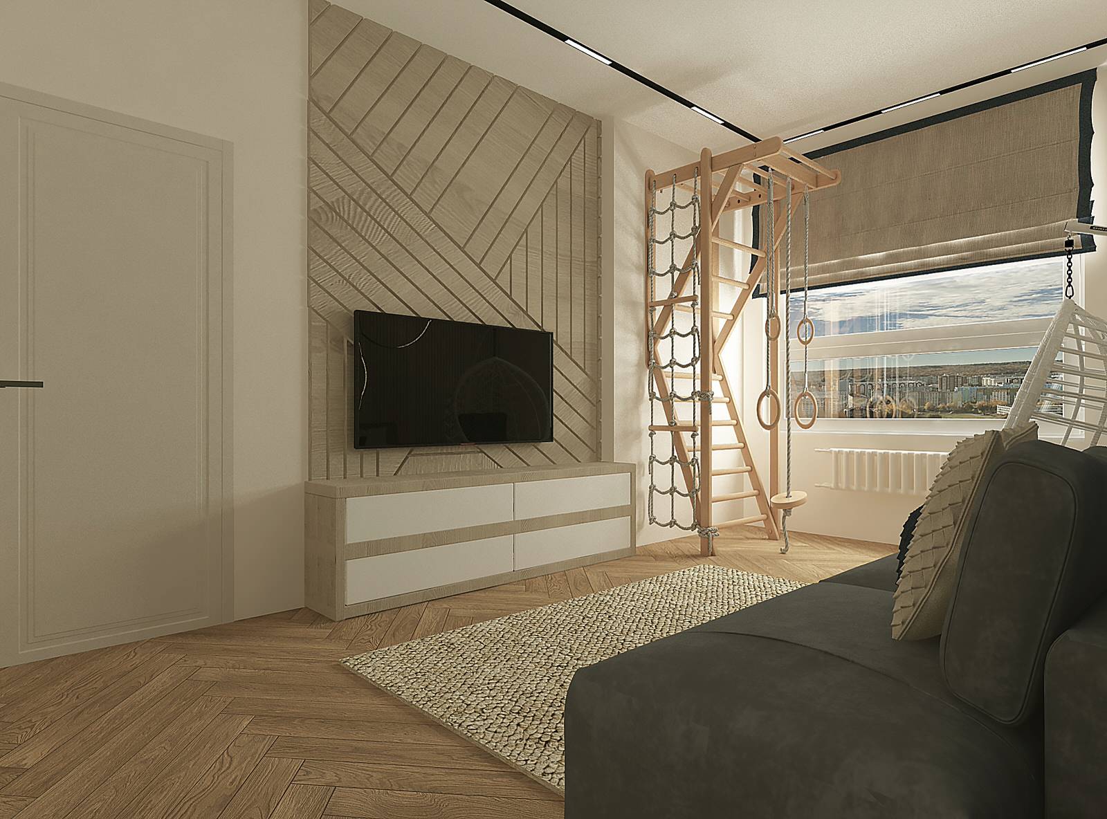 интерьер 4х комнатной квартиры для молодой семьи с 3 детьми