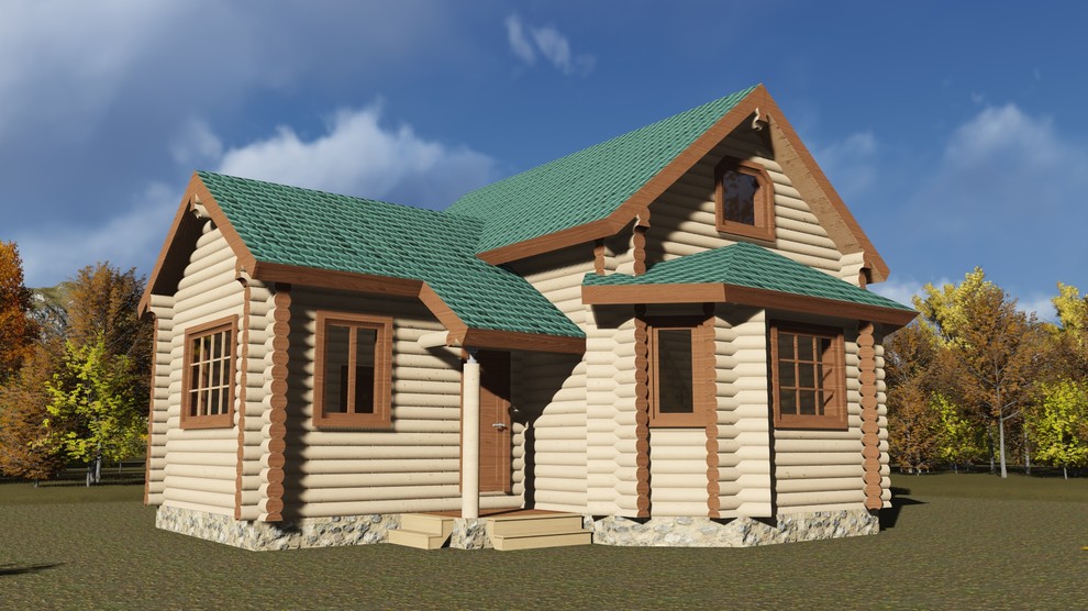 Обложка проекта: Дом-баня 75м2 из бревна 220мм — проект 156