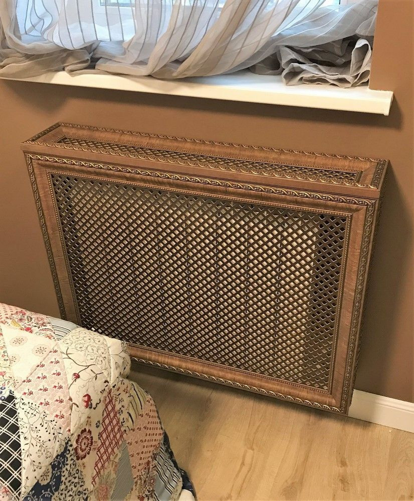 Экран на батарею из багета короб, дуб темный