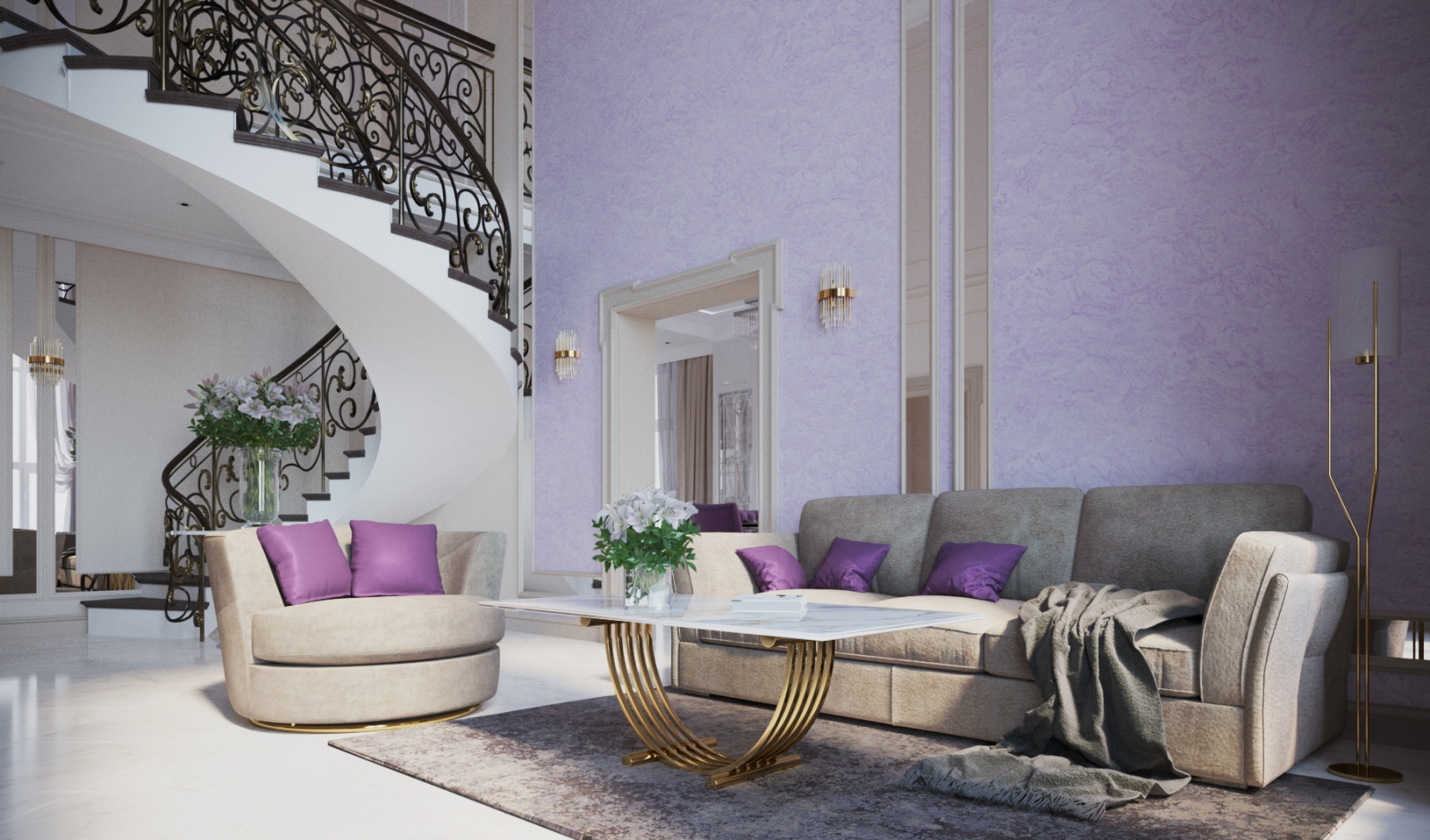 Дом 200 кв.м. _современная классика_ Гостиная с двухсветным пространством