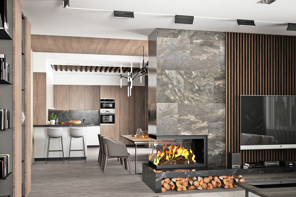 Дизайн кухни с гостинной