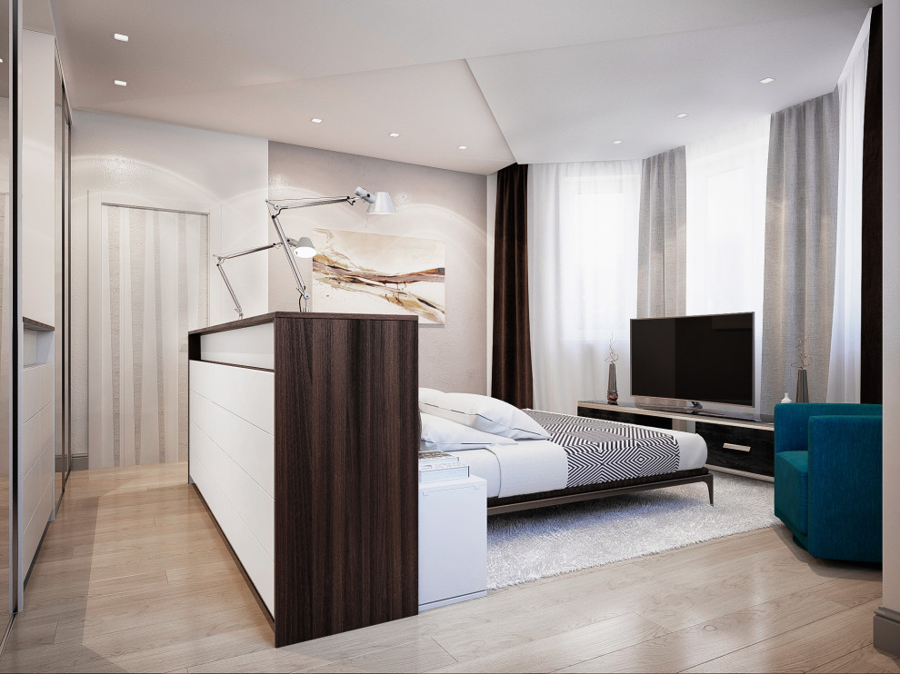 Обложка проекта: Дизайн интерьера спальни с эркером. Современный стиль.