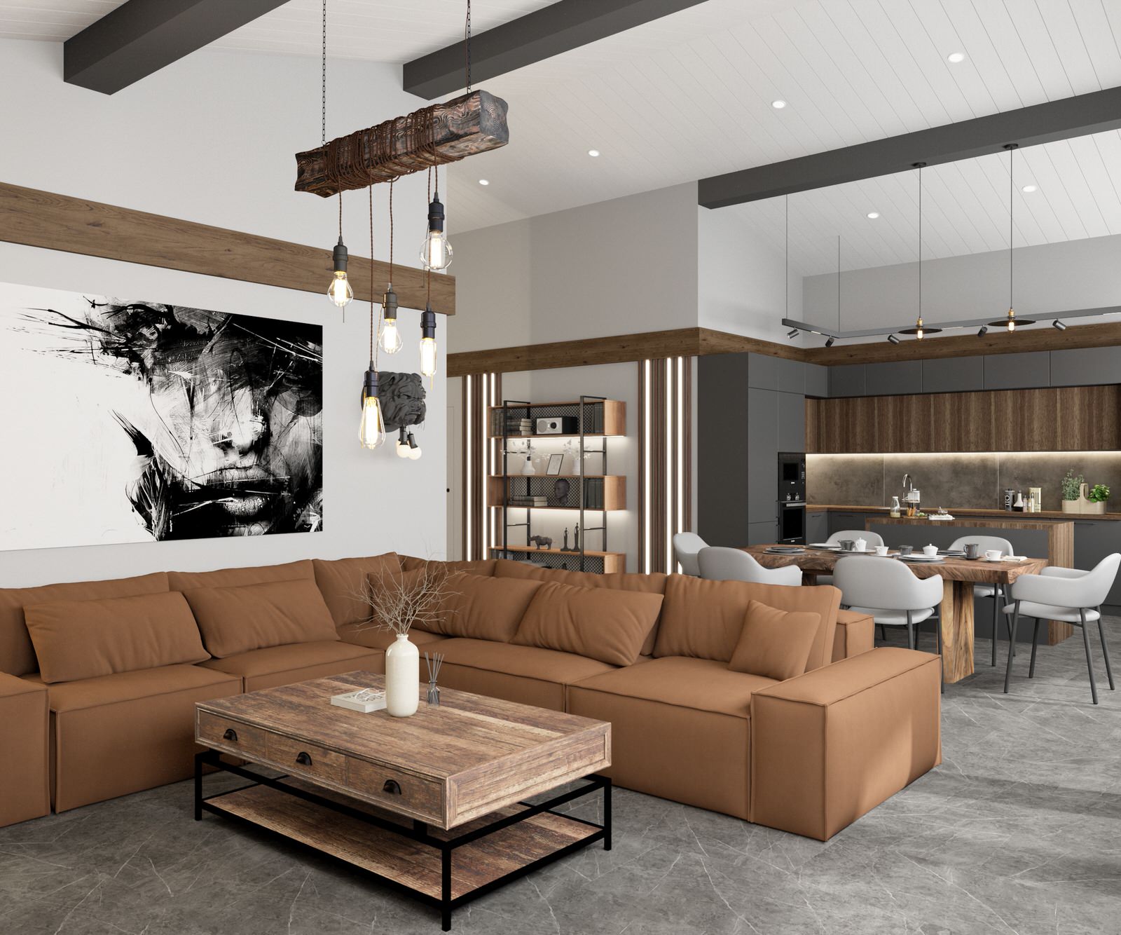 Дизайн кухни-гостиной в доме