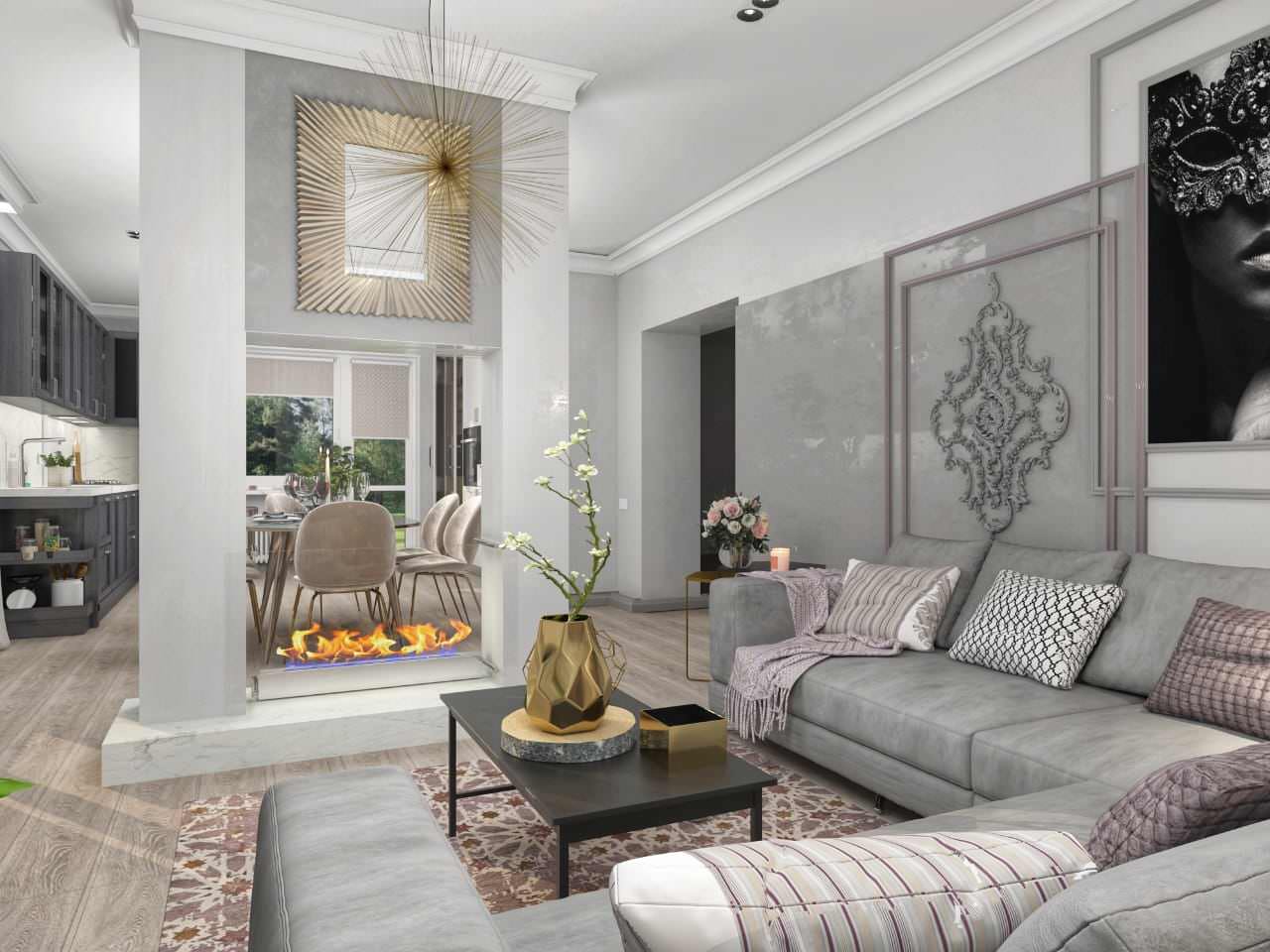 Гостиная в загорожном доме.