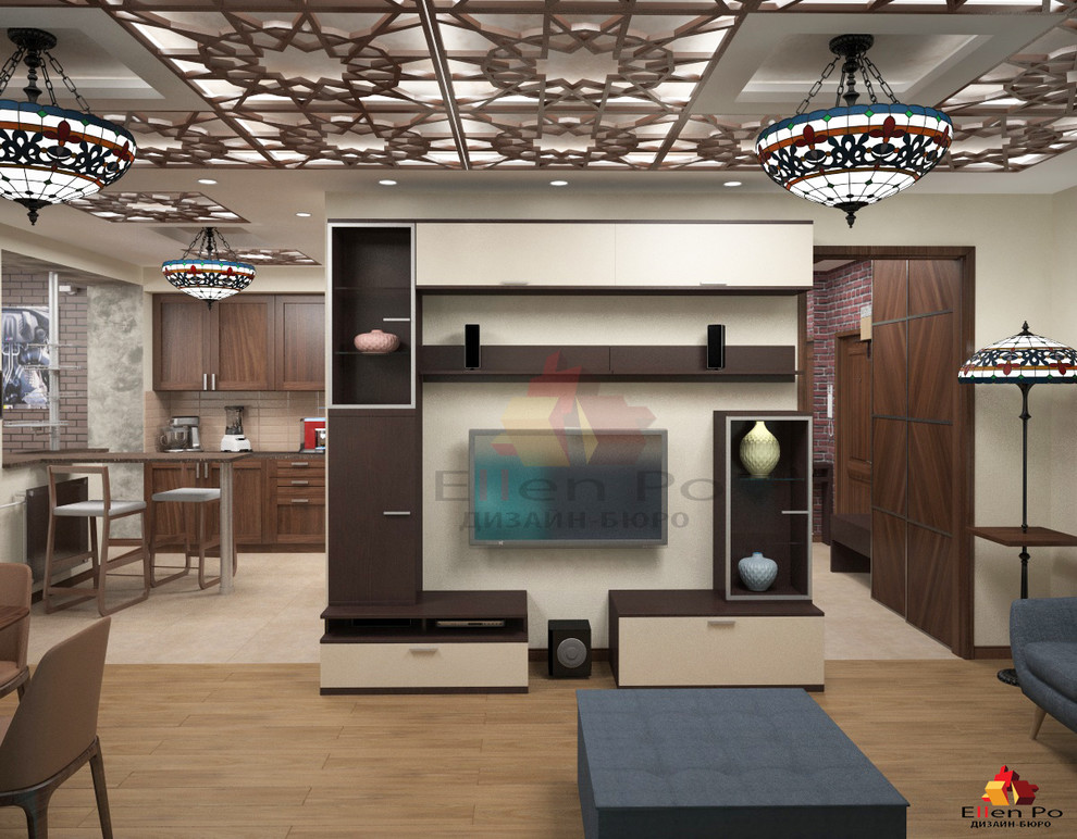 Дизайн трех-комнатной квартиры с элементами лофт и восточной культуры.