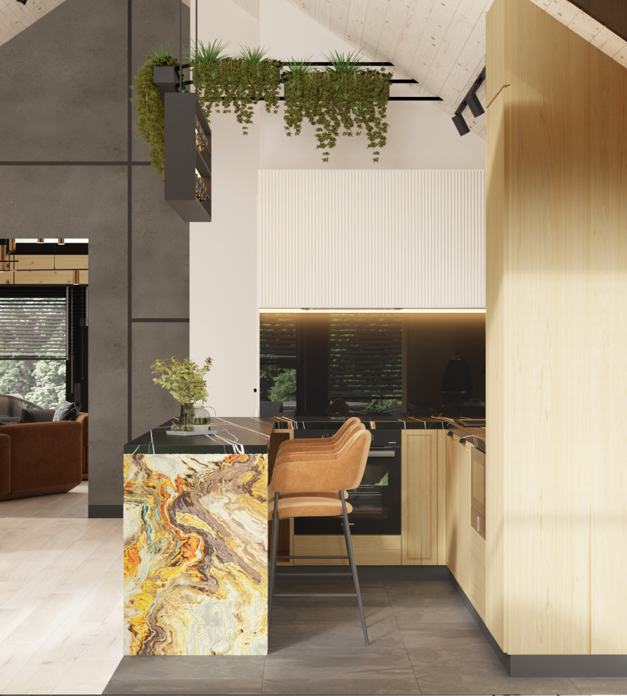 Кухня-гостиная в загородном доме