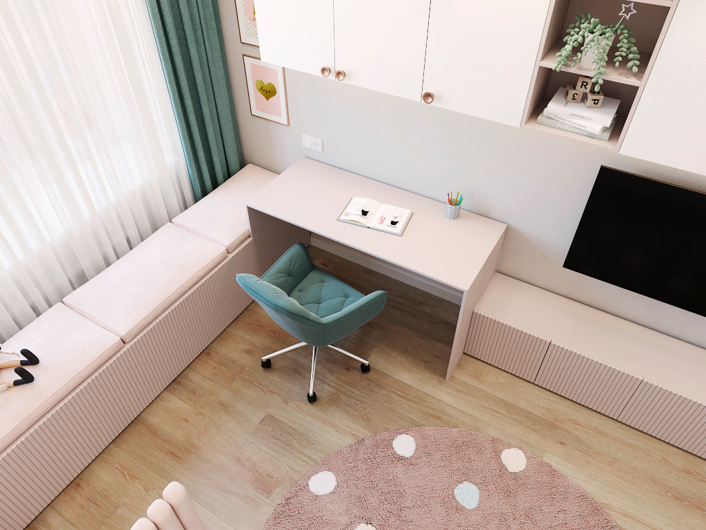 Проект детской комнаты для девочки 15 м.кв