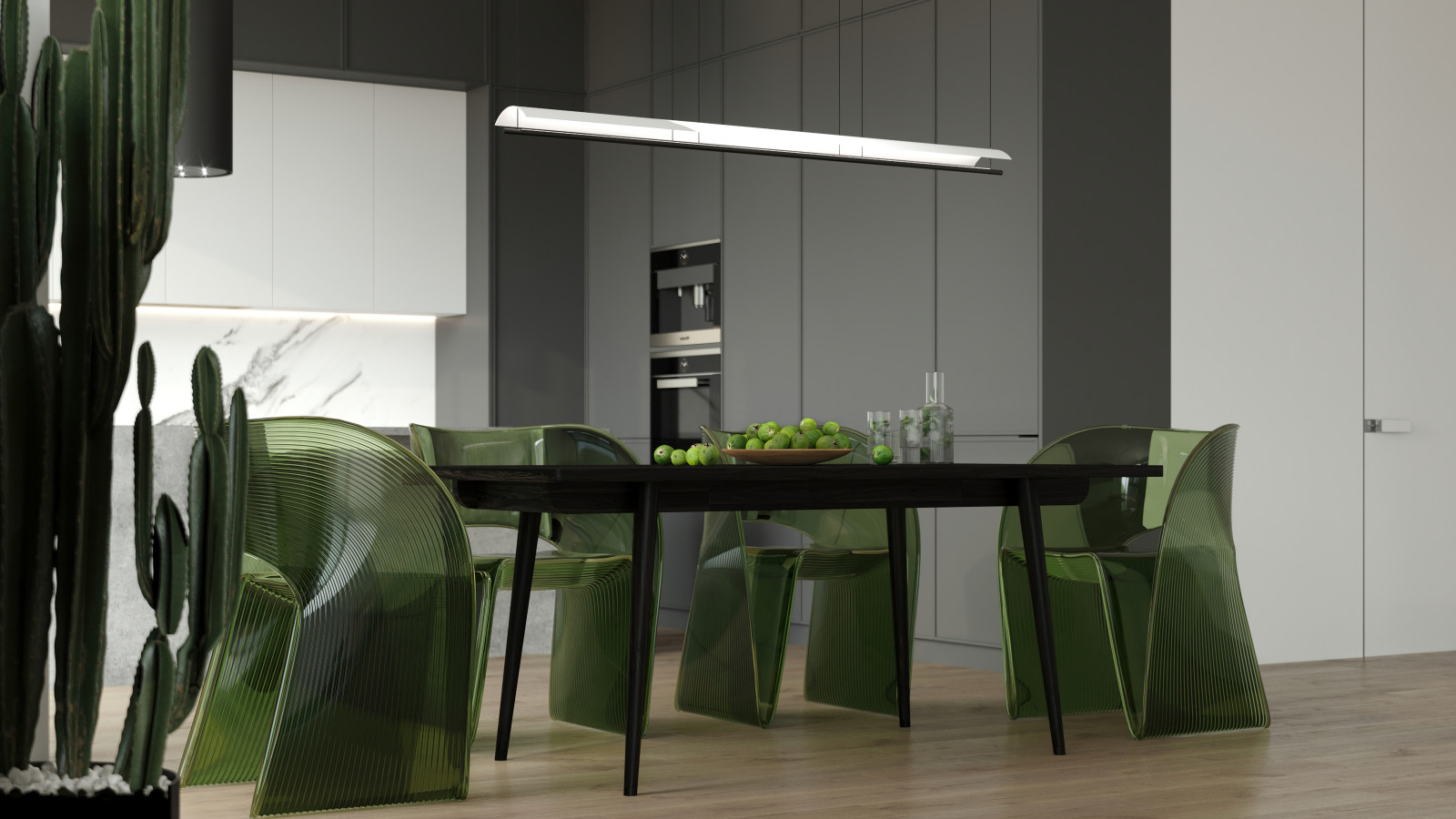 Обложка проекта: Дизайн и визуализация кухни-гостиной в загородном доме